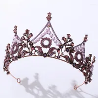 Clips de cheveux Barrettes baroque Ailibride Gol Leaf Crown King Queen Wedding Tiara Bride Headpiece Party Crystal Jewelry Accessorieshair Tris