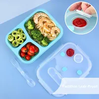 Dinnerware Sets Original Portable Silicone Folding Lunch Box With Sauce Area Partition Leak-Proof Microwave Storage ContainerDinnerware Dinn