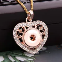 Nya Rose Gold Heart-Shaped Rhinestone Snap-knappar Halsband Fit DIY Ginger Charms 18mm Snap Button Jewelry Gifts292K