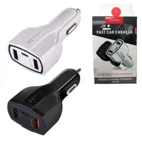 With Retail Box 3 in 1 USB Car Charger fast Charging type C QC3.0 PD QC 3.0 usbc Chargers for iPhone 13 12 11 X 8 7 Pro Max and Samsung S21 S20 S10 Note 10 9