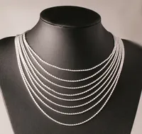 Calidad de joyería 925 Collares de cadena de cuerda de 2 mm de plata esterlina de 2 mm 16 pulgadas