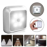 Gece Işıkları Hareket Sensörü LED Işık Akıllı 6LED Pil Güçlü Lambalar Çalıştırılmış Oda Koridor Yolu Tuvalet Gecesi için WC Başucu Lambası