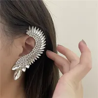 Clip-on & Screw Back Design Multi Crystal Wing Clip Earrings For Women Trend Jewelry Charms Female Brincos Wedding Ear Cuff Girl Gift 2022Cl
