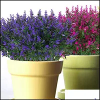 Plantas de flores de lavanda artificial 6 peçasLifelike resistente a UV arbustos falsos greenery arbustos buquê para iluminar sua casa K Drop Delive