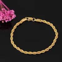 Stainless Steel Gold Twist Rope Strands Chain Bracelet Men Women Hand Link 4 5mm 21cm Trendy Boy Hip Hop Party