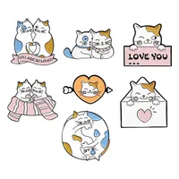 Te amo lindo dibujos animados animal gato pequeño divertido esmalte broche de los broches para las mujeres niña hombres regalo regalo desmin camisa decoración Pin Metal Badge 2143 T2