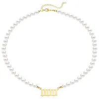 新しいデシガーネックレスエンジェル番号000-999ファッションネックレス小さな新鮮な真珠番号ネックレスクラビクルチェーン