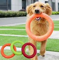 ペットおもちゃ空飛ぶディスクエヴァ犬トレーニングリングプーラー抵抗性噛むフローティングおもちゃ子犬屋外インタラクティブゲームプレイ製品P0708x20