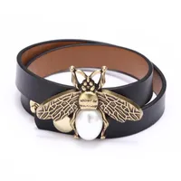 Charm Bracelets Designer Retro Biene Leder Perlen Frauen Armbandband Armband Pearl Multilayer Wide Vintage Wrap Cuff Banglecharm