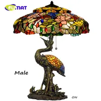 Fumat tiffany manuale arte decorazione soggiorno colorato vetro maschio e femmina crane lampada da tavolo studio camera da letto letto caldo282d