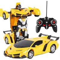 RC Transform Robot Car Toys Electronic Remote Control Vehicles with One Button Tranforming 2 In 1 Radio-Controlled Machine Y200413243z
