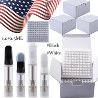 USA Stock 0.5ml 1.0ML Black White Atomizers Box Package Disposable Vapes Pen Directly Ship Vape Cartridges 510 Thread E Cigarette Vaporizers Th205 Screw In