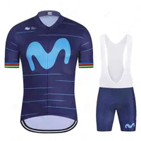 새로운 2022 Movistar Team Cycling Jersey Set Men Uniforme Ciclismo Hombre Summe Suit Bike Abbigliamento Estivo
