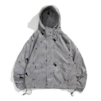 Plus size 5xl-m outono inverno moda irregular impressão reflexiva jaquetas com capuz homens roupas soltas casuais casacos 220317