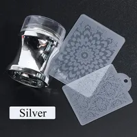 Nail Art Templates Stamper Manicure Scraper Polish Transfer Template Kits With Cap Stamping Plate 1Set Clear Silicone Head Mirror2154