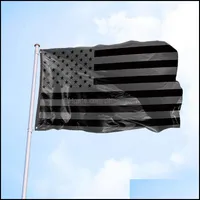 3x5 FT All Black American Bandera Poliéster 2 Durable Ojales Metal Oarlillos EE