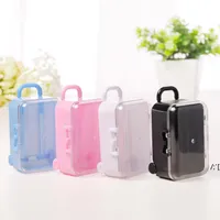 Acrylic Clear Mini Rolling Travel Suitcase Candy Box Baby Shower Wedding Favors Party Table Decoration Supplies Gifts BBB14906