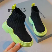 Sneakers New Style Children's Sports Shoes Fashion High-top Boots Elastic Fabric Kids Boys Girls Casual Sneakers Toddler baby Chaussures T2302061