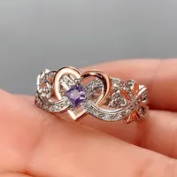 Anneaux de mariage Huitan Creative Women's Heart With Romantic Rose Flower Design Engagement Love Aesthetic Jewelrywedding