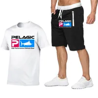 Herren Traursuits Herren Pelagic Fishing Summer 2 Stück Kleidung Sportswear Fitness Mode Print Shorts Casual T -Shirts Suitsmen's's's's