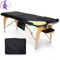Memory Foam Massage Table 2 Fold Adjustable Portable Facial Body Spa Salon Bed Tattoo Black In USA Stock