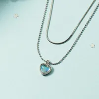 Andere Frauen 925 Sterling Silber Fashion Perlen Schlangenkette Halskette blenden Kristallliebe Herz Anhänger für Mädchen Party Accessoiresotherother