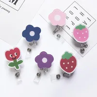 Card Holders Cute Floral Holder Retractable Badge Reel Women Kid Student ID Name Bus Cover Clip