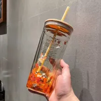 秋のカエデの葉のフォックスSippy Limited Edition Starbucks Mugsのダブルガラスコーヒーカップ大容量のウォーターカップ