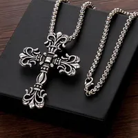 Whole Cross Stainless Steel Pendant Necklace Titanium Steels Vintage Retro Gothic Punk Styles Hip-Hop Long Sweater Chain Party271T