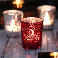 Candle Holders Home Decor Garden 5.5X6.7Cm Starry Sky Romantic Stained Glass Holder Craft Decoration Cup Without Drop Delivery 2021 Hwi72