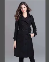 Het klassisk artikel! Fashion England Design Trench Coat/Women High Quality Cotton X-Long Style Jacket/Double Breasted Slim Fit Trench/Kne Length Trench B8107F450 S-XXL