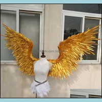 Nouveau! Costued Beautiful Gold Angel Feather Wings pour la pographie de mariage Décorations de fête d'affichage EMS Drop Livraison 2021 Décoration Evénement Suppl