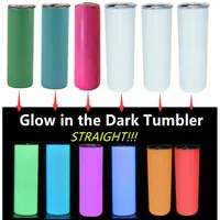 DIY Sublimation Tumbler Glow in The Dark Tumbler 20oz STRAIGHT Skinny Tumbler with Luminous paint luminous Cup magic travel cup261i