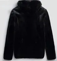 新しい冬の模倣ミンクファーコートウォータープルーフミッドレングスメンジャケット厚いフード付きフェイクファージャケット男性ブラックオーバーコートG220804