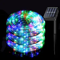 Strings 20m zonne -aangedreven touwstrookverlichting waterdichte buis Garland Fairy Light voor buiten Indoor Garden Kerst Decorled LED