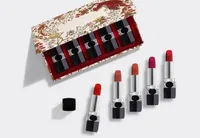 Refillable Lipstick Collection x 5 Piece Travel Size Couture Colour Velvety Long-wearing Lipsticks Kit Luna New Year of Tiger Floral Lip Beauty Care Makeup Gift Set