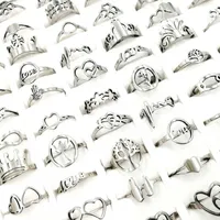 Mode 30 stks/pack hollende zilveren band ringen heren en dames roestvrijstalen vingerring mix stijl sieraden verloving bruiloft charme