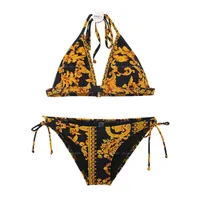 Damska Kąpiel Skwiasta Split Bikini Moda Drukuj Underwire Gathering Beach Island Vacation Spa Swimwear