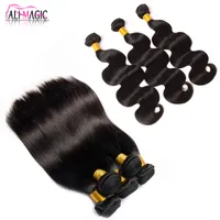 ブラジルのインディアン織りまっすぐ人間の髪の束女性のための自然な黒髪の延長骨体波1/3/4 PCS卸売8インチから40インチ