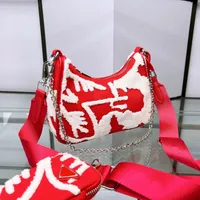 Luxe ontwerpers Prada Tote Bags Reedition 2005 geborduurde schoudertas portemonnee canvas handtas vrouwen met letters crossbody hobo handtassen