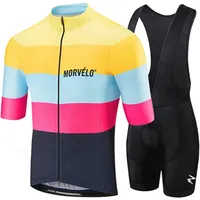 팀 Morvelo Cycling Jersey 19d Bib 세트 자전거 의류 Ropa Ciclism Bicycle Wear Clothes Mens Short Maillot Culotte Ciclismo 220627