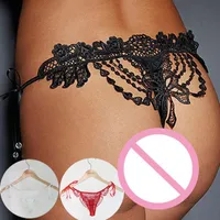 Women's Panties Sexy Hollow Erotic Lace Low Waist Transparent Porn G-srting Women Briefs Thongs Flirting Underpants UnderwearWomen's