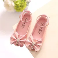 Fashion Girl Shoes Party Wedding Rhinestones Baby Leather Bow Kids for Princess Chaussure Fille Mariage TX361 220525