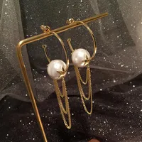 H￤rlig s￶t stj￤rna mode stilfull lyxdesigner Pearl Circular Chain Tassel Stud￶rh￤ngen f￶r kvinna S925 Silver Post245G