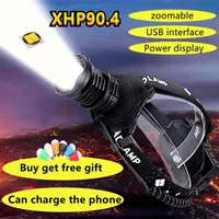 Headlamps 700000 LM Powerful Led Headlamp XHP90.4 T6 Headlight 18650 Head Torch Lamp Frontal Rechargeable Headlights293q