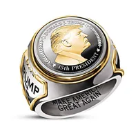 Fashion USA Presidente Trump Ring Anello più recenti di gioielli in argento Gold Color American Men's Cool Biker Anelli