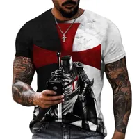 Samurai Wzór Knights Templar 3D Print Tshirt styl europejskiego i amerykańskiego ulicy krótkie rękawie T -koszulka Mężczyzn Tops Tees 220607
