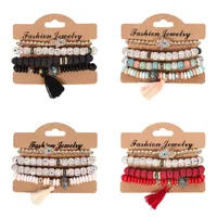 Mode Multilayer Tassel Pärlade armband Boho Charms Armband Jewelry for Women Gift 202 D3