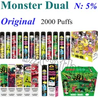 Original Monster Dual 2000 Puffs Disposable E Cigarettes Electronics 5% Pod OEM Vapes Kits
