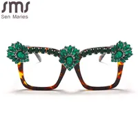 Sen Maries Square Optical Gläses Frames Männer Frauen Mode Computer Brillen verschreibungspflichtige Brille Diamant Strass UV400 220523